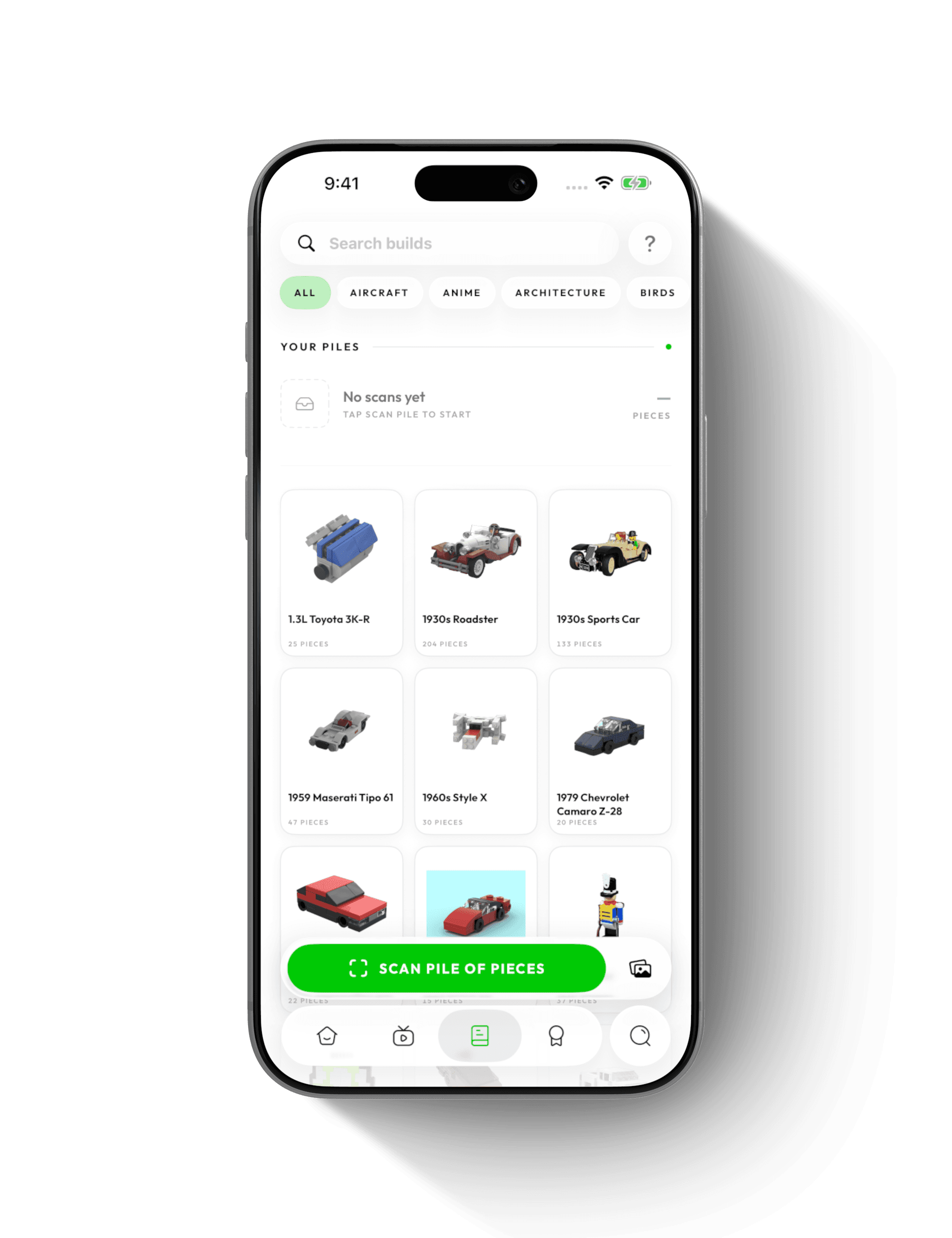 Brickify’s build library with models to make from LEGO pieces
