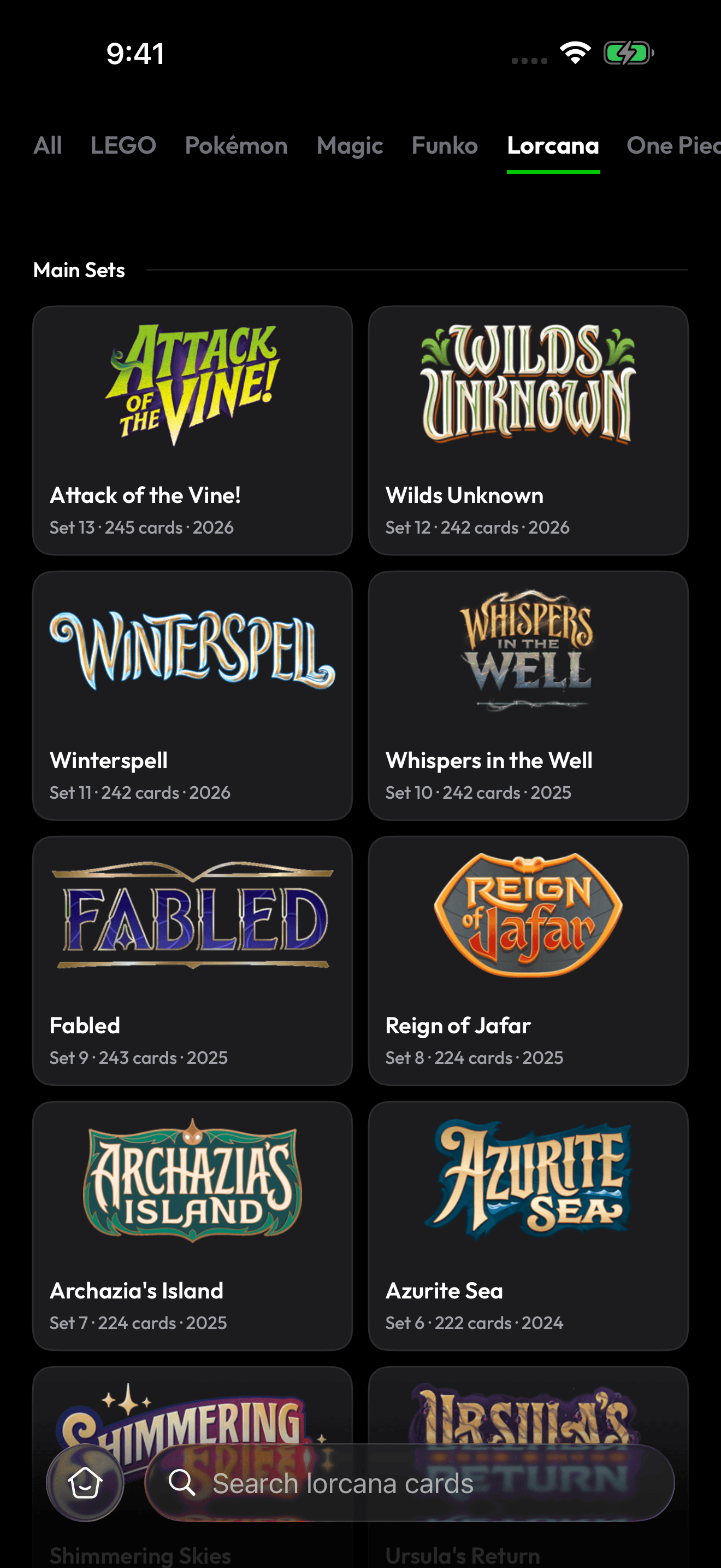 Disney Lorcana sets in the Brickify catalogue